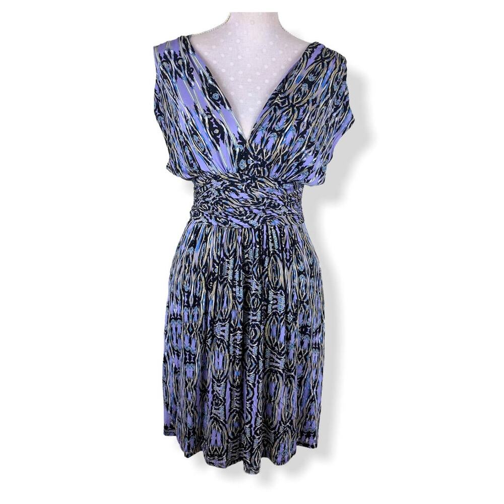 Tracy Reese New York Purple Batik‎ Dress S Strap Back Grecian